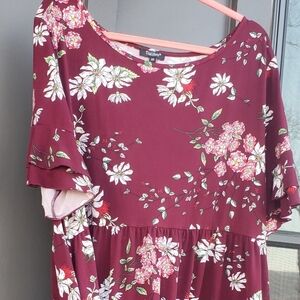 Burgundy Floral Women's Dress